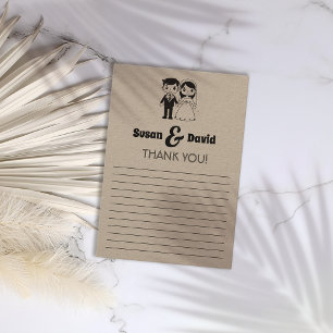 Cute Bride and Groom Thank You Card