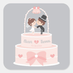 Cute Bride and Groom Topper Wedding Decor Stickers