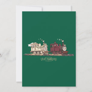 Cute Bride and Groom Trains Wedding Invitation