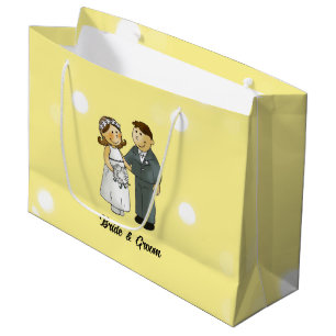 Cute Bride and Groom Wedding Celebration Large Gift Bag