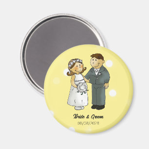 Cute Bride and Groom Wedding Celebration Magnet