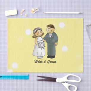 Cute Bride and Groom Wedding Celebration Tissue Paper