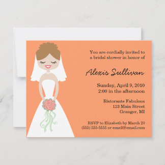 Cute Bride Bridal Shower Invitations - mango