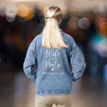 Cute Bride Charleston Bachelorette Party Denim Jacket<br><div class="desc">Cute denim jacket for the bride at her bachelorette party. The back features "Wife of the Party" in a chic white script and a heart and "Charleston,  SC" in simple modern white typography. You can change the party destination. A coordinating "The Party" jacket is available for the bachelorette squad.</div>