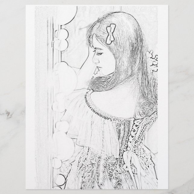 Cute Bride Girl colouring page  (Front)