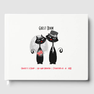 Cute Bride Groom Wedding Cats Personalised Guest Book