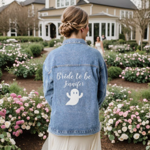 Cute Bride Halloween Ghost Wedding Bachelorette Denim Jacket