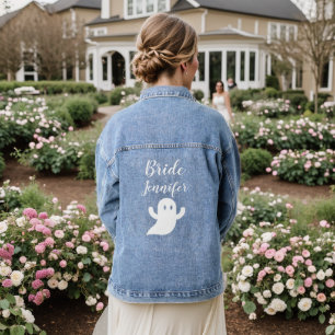 Cute Bride Halloween Ghost Wedding Bachelorette  Denim Jacket