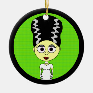 Cute Bride of Frankenstein Ceramic Tree Decoration
