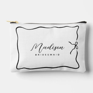 Cute Bridesmaid Coquette Style Script Ribbon Accessory Pouch