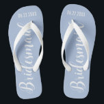Cute Bridesmaid Dusty Blue Flip Flops<br><div class="desc">Cute Bridesmaid Dusty Blue Flip Flops with custom wedding or bachelorette date.</div>