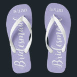 Cute Bridesmaid Lavender Purple Flip Flops<br><div class="desc">Cute Bridesmaid Lavender Purple Flip Flops with custom wedding or bachelorette date.</div>