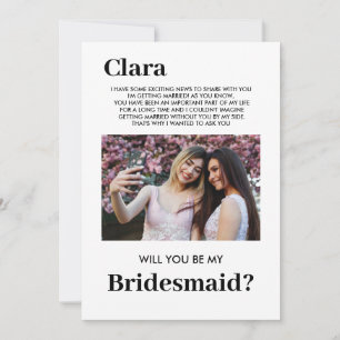 cute Bridesmaid photo, will you be my Thank You Card