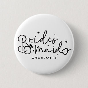 Cute Bridesmaid Script Wedding Party 6 Cm Round Badge