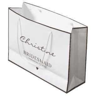 Cute Bridesmaid Wedding Thank You Grey & White Large Gift Bag