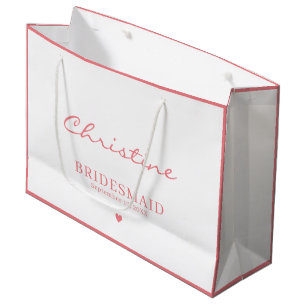 Cute Bridesmaid Wedding Thank You Pink & White Large Gift Bag