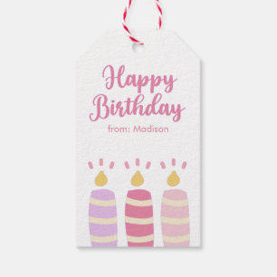 Cute Bright Candles Personalised Happy Birthday Gift Tags