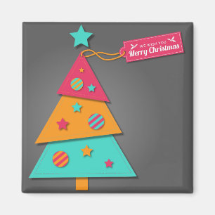 Cute bright Christmas tree modern art craft Magnet