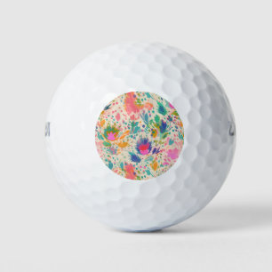 Cute Bright Colourful Messy Floral Pattern Golf Balls