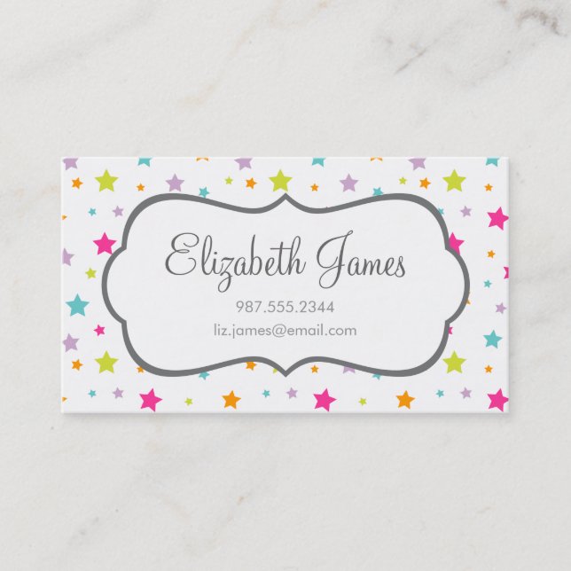 Cute Bright Colourful Stars Business Card (Front)