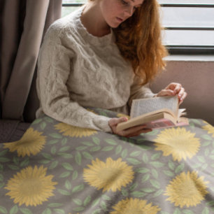 Cute Bright Country Sunflower Pattern Sherpa Blanket