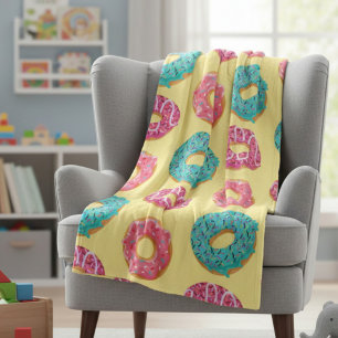 Cute Bright Doughnut Pattern Fleece Blanket