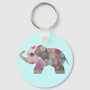 Cute bright elephant key ring