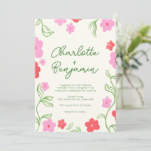 Cute & Bright Floral Garden Wedding Invitation