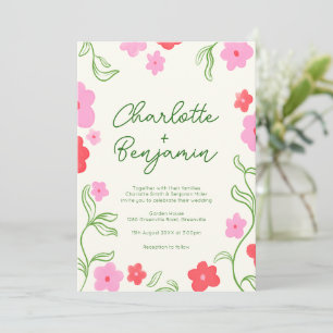 Cute & Bright Floral Garden Wedding Invitation