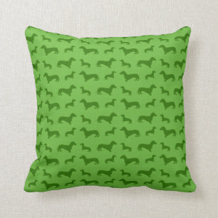 Cute bright green dachshund pattern cushion