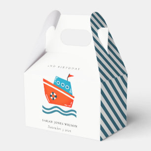 Cute Bright Kids Nautical Boat Any Age Birthday Favour Box