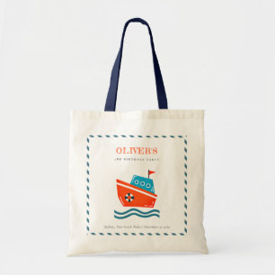 Cute Bright Kids Nautical Boat Any Age Birthday Tote Bag