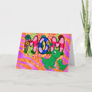 Cute Bright Mum Dinosaur Mother's Day Greeting Card