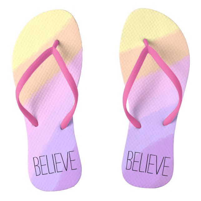cute bright neon brushstrokes unicorn colours flip flops (Footbed)