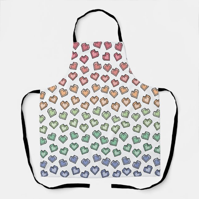 Cute Bright Pastel Rainbow Gemstone Heart pattern Apron (Front)