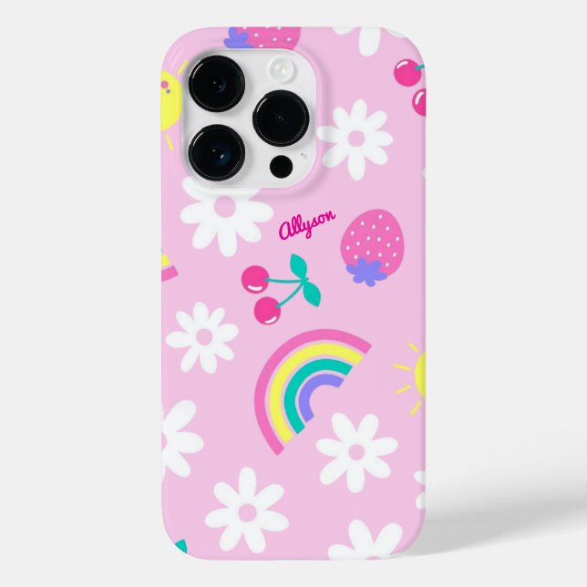Cute Bright rainbow stickers pattern I Phone case (Back)