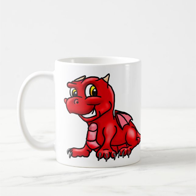 Cute Bright Red Baby Dragon Coffee Mug (Left)