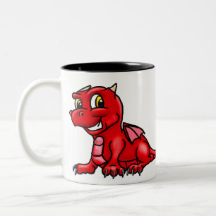 Cute Bright Red Baby Dragon Two-Tone Coffee Mug