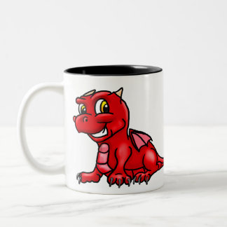 Cute Bright Red Baby Dragon Two-Tone Coffee Mug