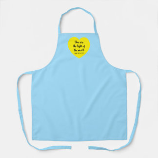 Cute Bright Yellow Heart Light of the World Blue Apron