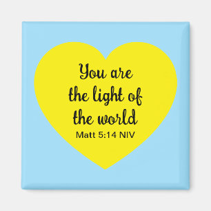 Cute Bright Yellow Heart Light of the World Blue Magnet