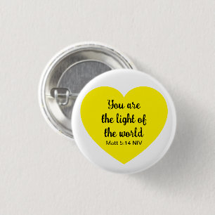 Cute Bright Yellow Heart Light of the World White 3 Cm Round Badge