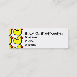 Cute Bright Yellow Rubber Ducky Pattern Mini Business Card