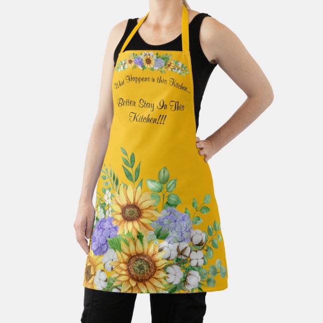 Cute Bright Yellow Sunflower with Quote Apron (Insitu)