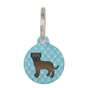 Cute Brindle Bullmastiff And Custom Info Pet Tag