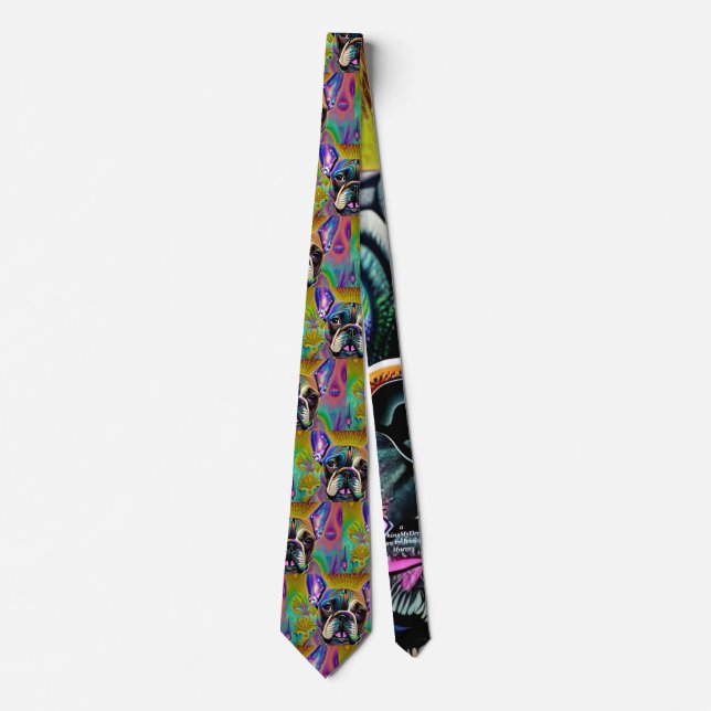 Cute Brindle French Bulldog Necktie (Front)
