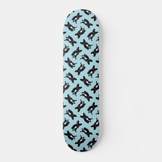 Cute brindle Frenchie in black & white digital art Skateboard (Front)