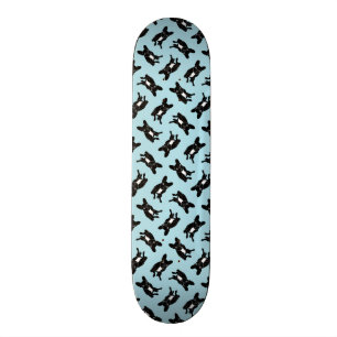 Cute brindle Frenchie in black & white digital art Skateboard