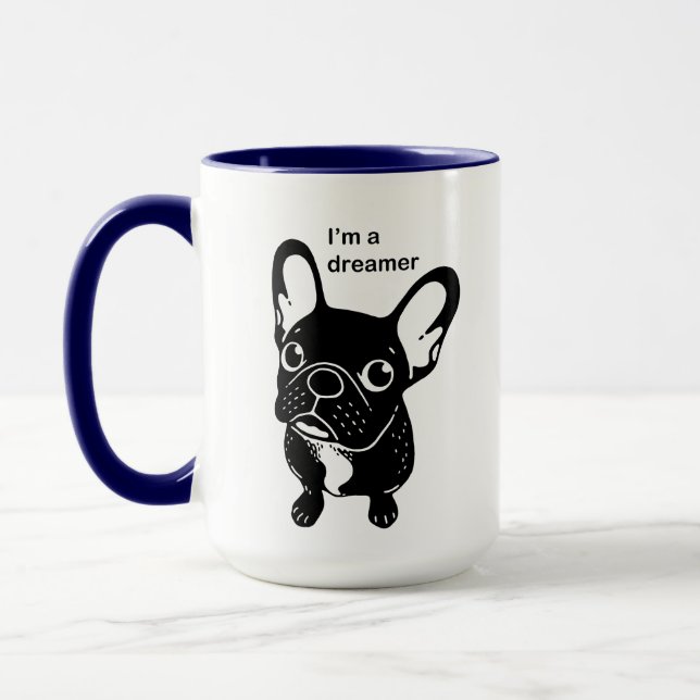Cute brindle Frenchie is a dreamer Mug (Left)