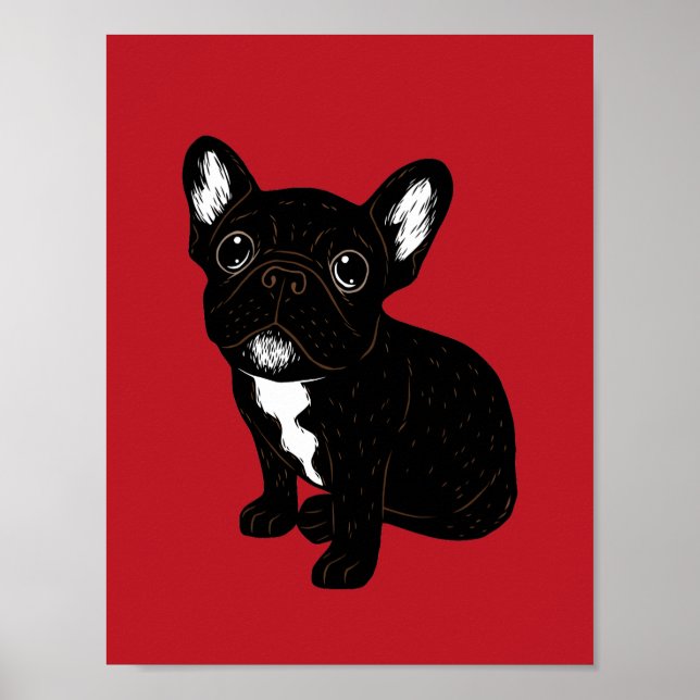 Cute Brindle Frenchie Puppy Poster (Front)